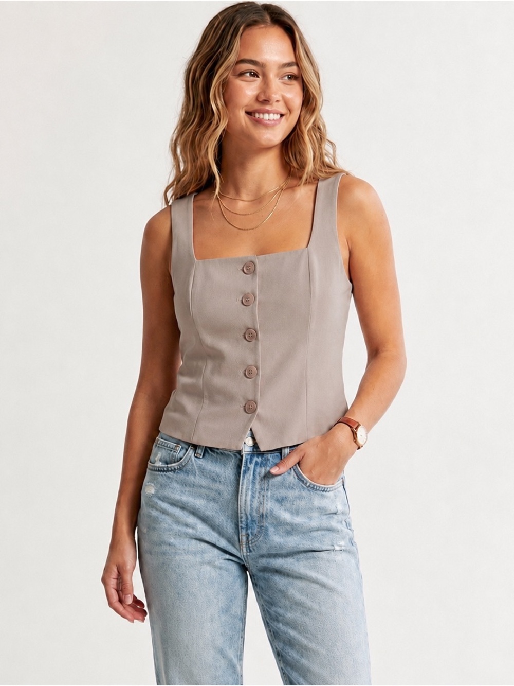 Abercrombie and Fitch Mara square neck tailored vest size S